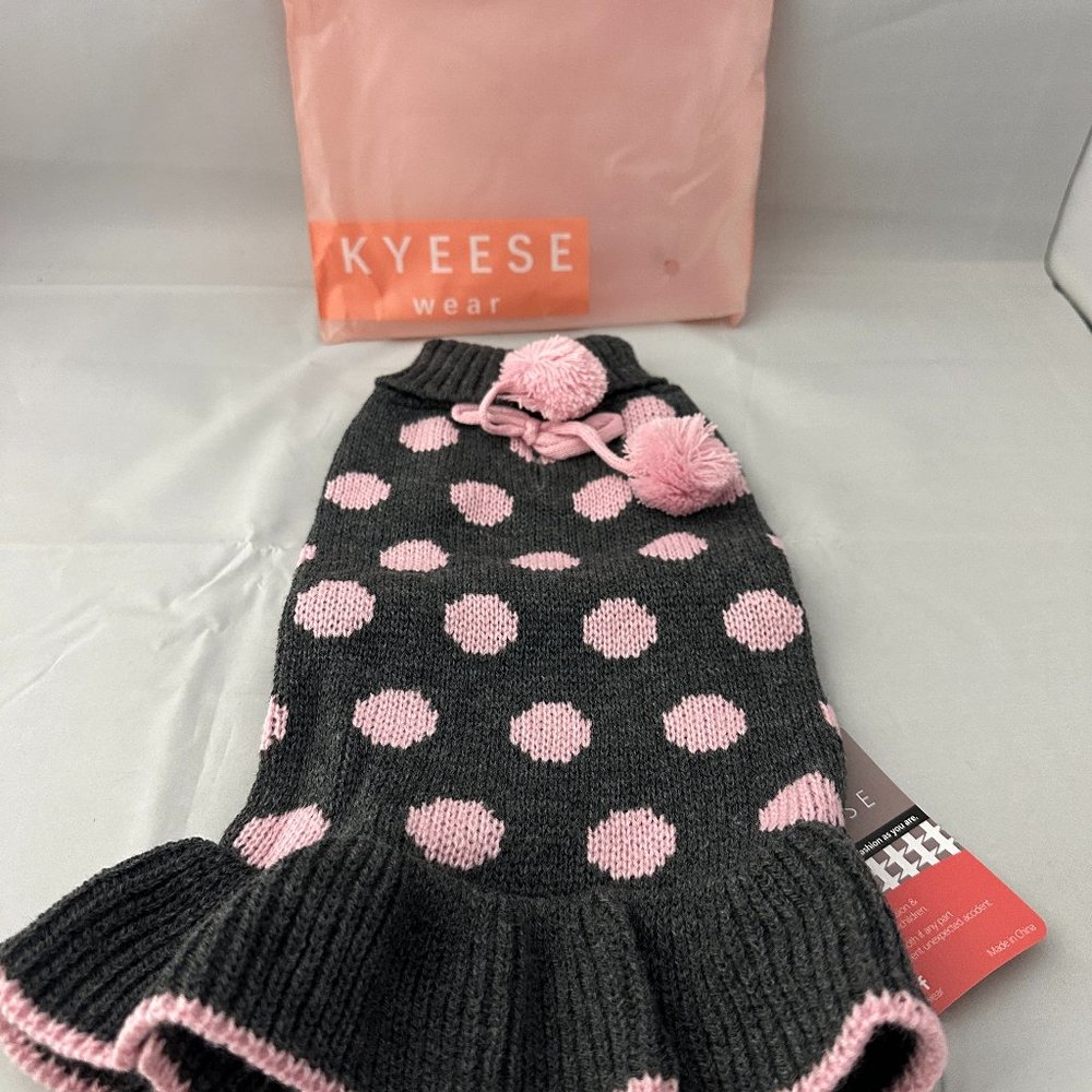 KYEESE Wear Medium Dog Turtleneck Sweater Black Pink Dots Knit NEW!